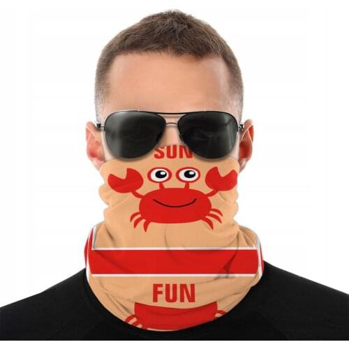 Happy Crab Hand Scarf Neck Face Mask Men Women Tube Mask funny illustration Neck Bandanas Dustproof Headband Outdoor Hiking