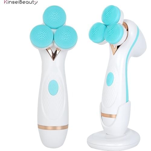 Facial Cleansing Brush Blackhead Removal Acne Pore Cleanser 3IN1 Silicone Face Cleansing Brush Electrice Face Washing Brush