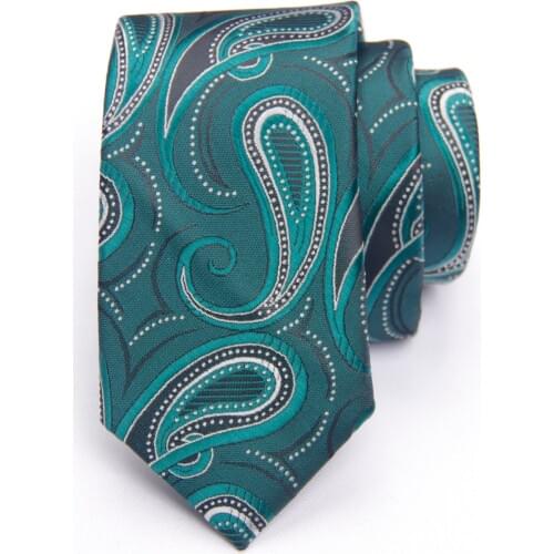 Green paisley pattern tie with fashion patterned skinny ties men 2020