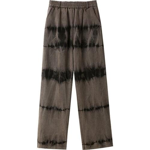 Spring Fashion Personalized Tie Dyed Jeans For Man Mens Hip Hop Steetwear Loose Straight Leg Jeans Pants