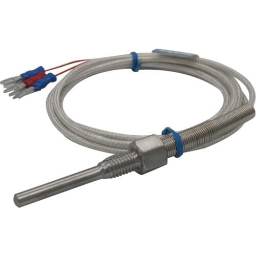 High-quality PT100 probe 2m RTD Cable Stainless Probe 100mm 3 Wires Temperature Sensor -50 C to + 400 C Thermocouple 5x35x2m
