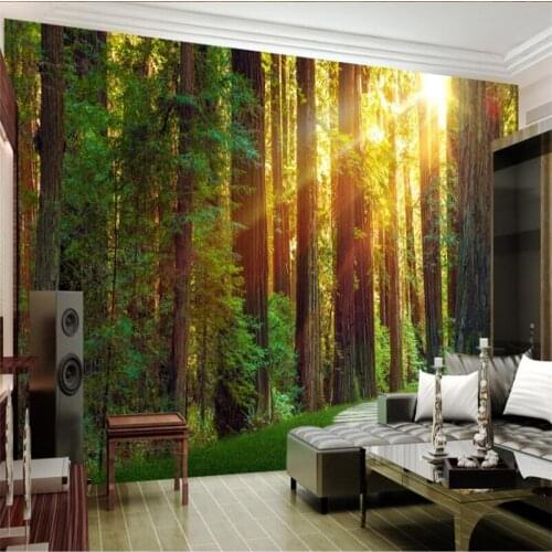 Wellyu Customized large mural green 3d wallpaper original forest living room bedroom background home decoration wallpaper