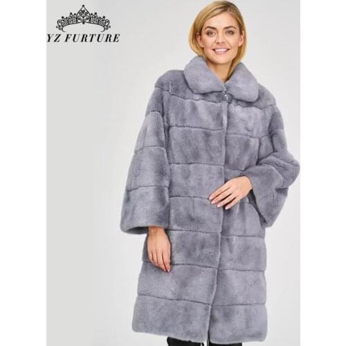 2021 New Long All Natural Real Mink Fur Jackets Luxury Real Mink Fur Thick Warm Coat Belt Big Collar For Womens Outer Clothing
