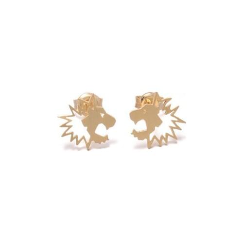 Shuangshuo Punk Style Small RoaringTiny Lion Tiger Shape Stud Earrings for Women Cute Animal Earrings pendientes mujer moda