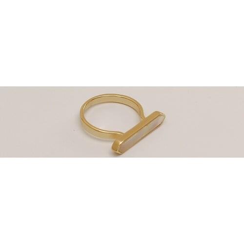 2021 New Personality Vintage Trendy Mother Shell Simple Geometric Rectangle Brass Ring 14K For Women Girls Party Jewelry Gifts