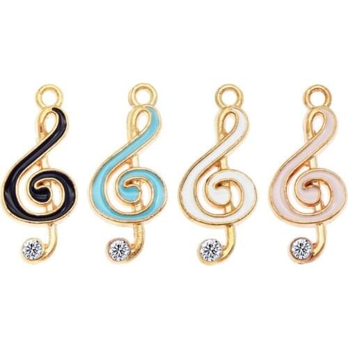 8pcs Mixed Enamel Musical Jewelry charms Music pendant Earrings Necklace DIY Music Note G Clef package accessories Handmade Gift
