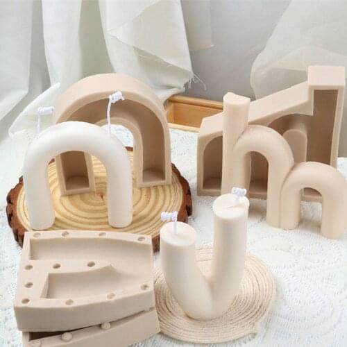 Korean Candle Silicone Mold Abstract Architectural Geometric Line Wave Candle Making Mold Home Decoration Accessories