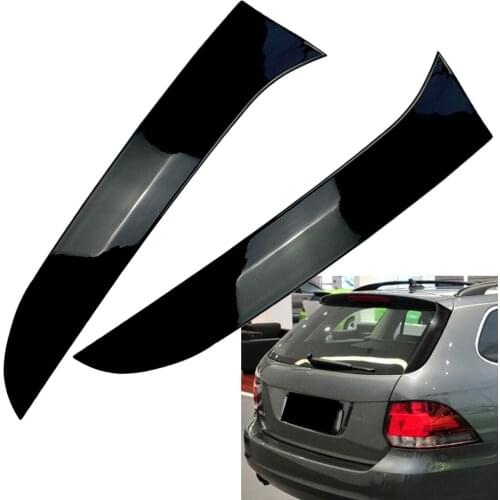 1 Pair Car ABS Rear Window Side Canard Spoiler Splitter Trim Cover For VW Golf 6 MK6 Variant Wagon Glossy Black