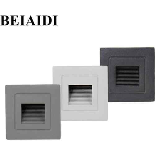 BEIAIDI IP65 Waterproof LED Footlight Step Light Outdoor Aluminum Embedded Staircase Corner Lamp For Garden Yard Step Stair
