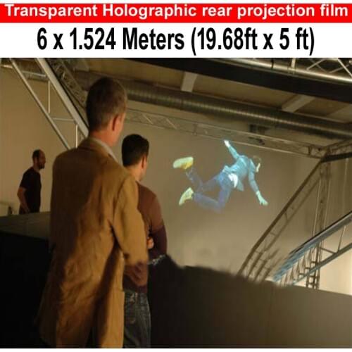 FREE SHIPPING 1.524 x 6 Meters Holographic Transparent Projection Screen Film Wide Viewing Angle For Advertising