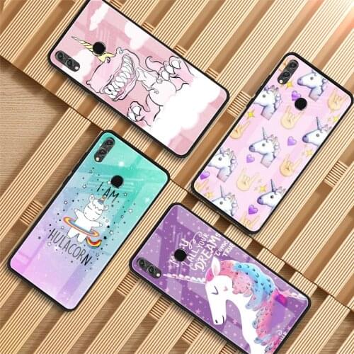 Cute Hippo Unicorn Horse Tempered Glass Phone Case For Huawei P20 P30 lite P20 P30 PRO MATE20 lite MATE20PRO Honor 10