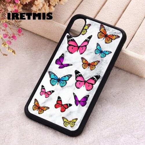 Iretmis 5 5S SE 2020 phone cover cases for iphone 6 6S 7 8 Plus X Xs Max XR 11 12 MINI Pro Soft Silicone butterfly white marble