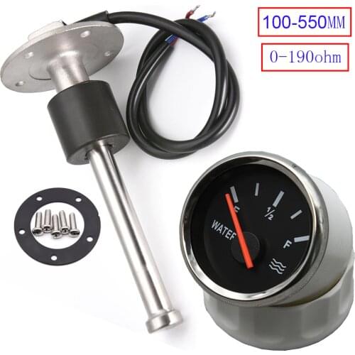 100MM 150MM 200MM 250MM 300MM Water Level Sensor with 52MM Water Level Gauge 0-190ohm Water Tank Level Indicator Meter Empty Ful