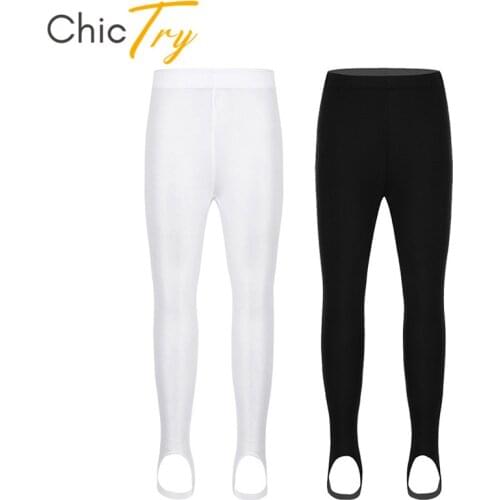 ChicTry Kids Teens Black/White Pantyhose Stockings Stirrup Leggings Ballet Tights Children Girls Yoga Gymnastics Dance Pants