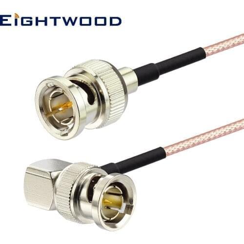 Eightwood HD SDI Video Cable BNC Male to BNC Plug Right Angle for SDI Video Signal Transmission Camera Cable RG179 100cm