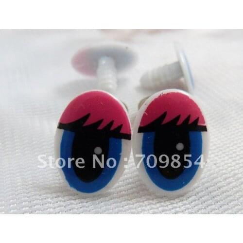 15*20mm New style Toy Eyes with lash Plastic Safety Cartoon Eyes for toy decoration+washers /500pcs