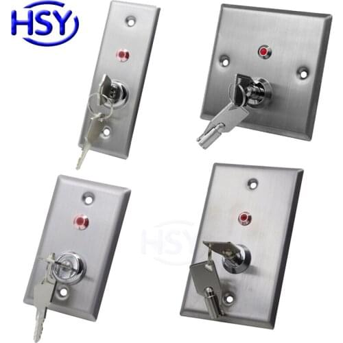 HSY Access Controller System Stainless Steel Key Switch with LED Emergency Push Exit Button Door Release Open Gate Lock