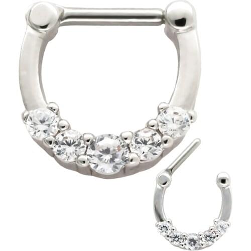 JHJT MUSI 16G Hinge Nose Ring Segment 316L Surgical Stainless Steel Cubic Zirconia Nose Hoop and studs