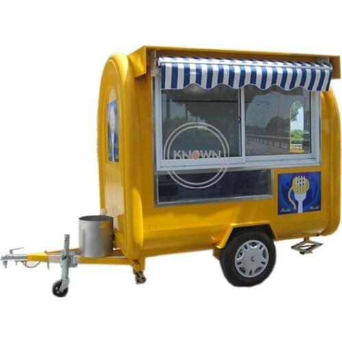KN-Y220H Yellow color food trailer with awning mobile food truck price on sale