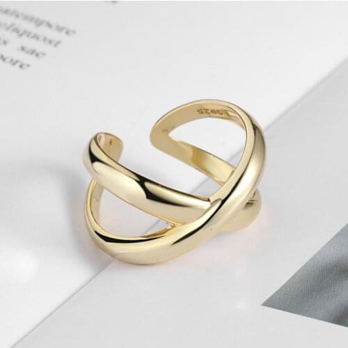 Jisensp 2020 New Fashion Geometry Adjustable Cross Wide Ring for Women Party Punk Finger Jewelry Minimalist Accessories Gift