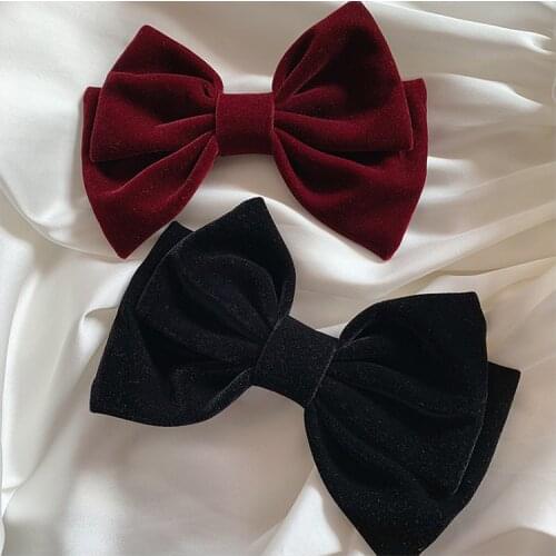 Korean Modal Velvet Bow Hair Hairpin for Women Vintage Side Hair Clip Girl Hair Accessories