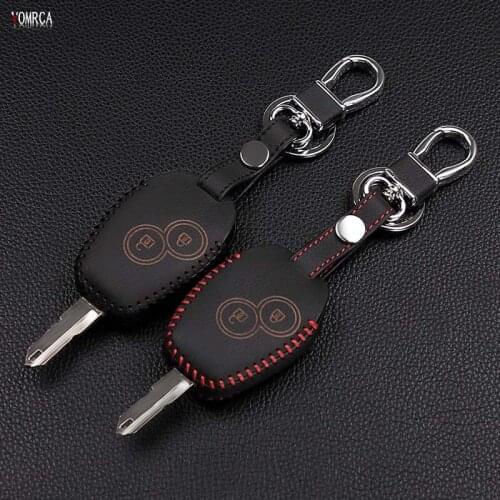 Hand Button 2 Button for Renault Clio Diaia Logan Sandero Megane Modus Espace Kangoo Key Chain Leather Car Key Cover