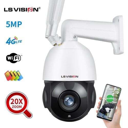 LS VISION 2MP 5MP Starlight Sensor Outdoor High Speed Dome PTZ 4G Solar Powered Security Monitor Waterproof Camera With 20X Zoom
