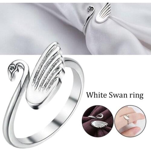 Swan Knitting Loop Crochet Ring Thimble Guide Tool Sewing Accessories Home Tool White Swan Open Ring