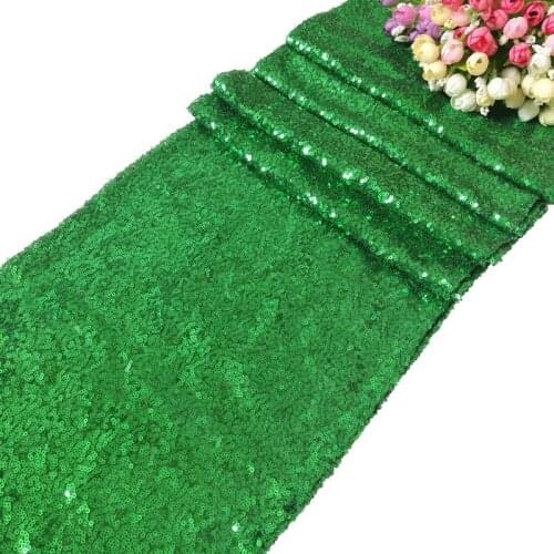 Hot Sale Retail Green 10pcs 30x275cm Sequin Party Table Runner Wedding Party Decorations Free Shipping Marious