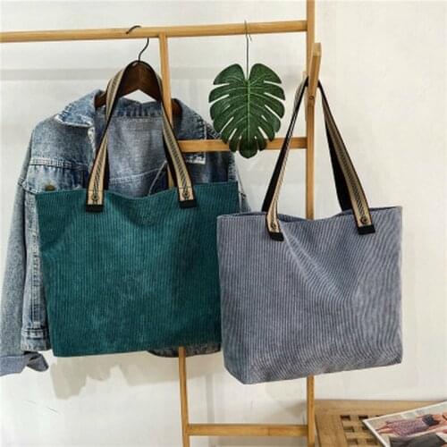 Literary Bag Women Fashion Shoulder Bag Women Korean Version of Corduroy Cloth Bag Retro Big Bag Simple Style School Bag