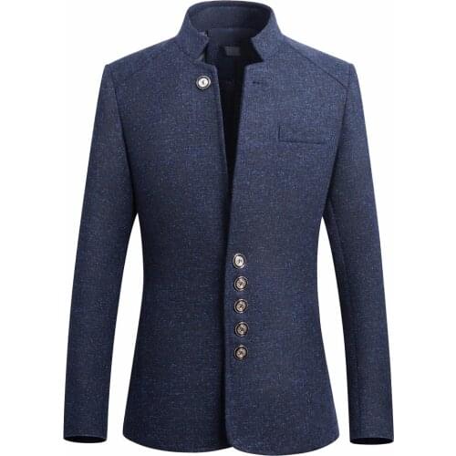 2019 Spring Stand Collar Men Suit Blazer Slim Fit Chinese Style Formal Jacket Men Casual Blazer Heren Colberts Men Dress Blazers