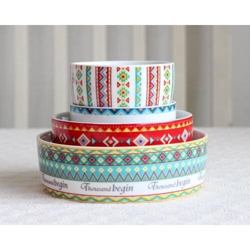 Pack Of 4 Ceramic Bowll Storage Box Cross Stitch Pattern Storage Jar