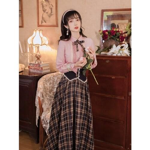 2020 new fashion womens clothing Full Vintage 2 piece set women