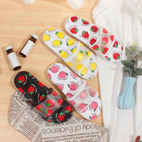 New Cute Flip-Flops Fruit Slippers Home Creative Shoes Female Summer Strawberry Girl Non-Slip comfortable at Home Ladies Sandals