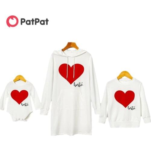 PatPat 2020 New Arrival Autumn and Winter Mosaic Bestie Hooded Dress Sweatshirt for Mommy and Me