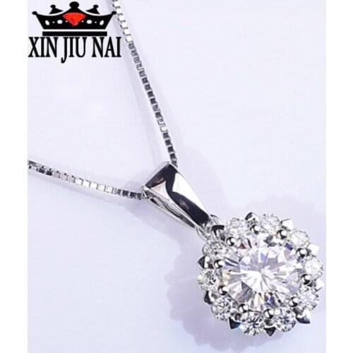 New S925 Sterling Silver Fashion Luxury Super Shiny Princess Style Snowflake Love Heart Prong Set Hollow Necklace Pendant