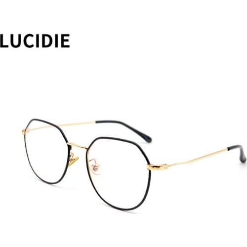 LUCIDIE Metal Glasses Full Frame Men Square Myopia Women Optical Eyeglasses 2021 New Unisex Korean Polygon Oversized Eyewear