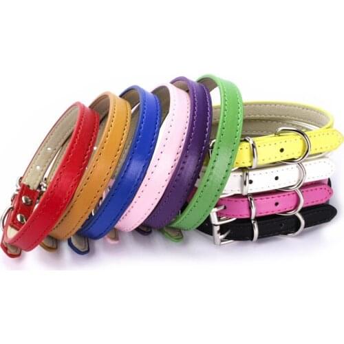 Basics Cat Collar Dog Collars Pu Leather Simple Style Soft Personalize Pet Necktie For Small Pets Adjustable Kitten Necklace