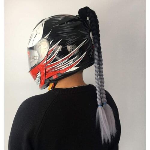 Motorcycle Helmets Decoration Ornament Dual Braids Wig With Suction Cup Personality Fake Pigtail Fashion