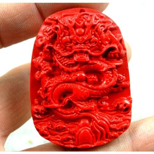 Natural stone Quartz crystal Chinese Red Organic Cinnabar carve Dragon pendant for diy Jewelry making necklace Accessories A16
