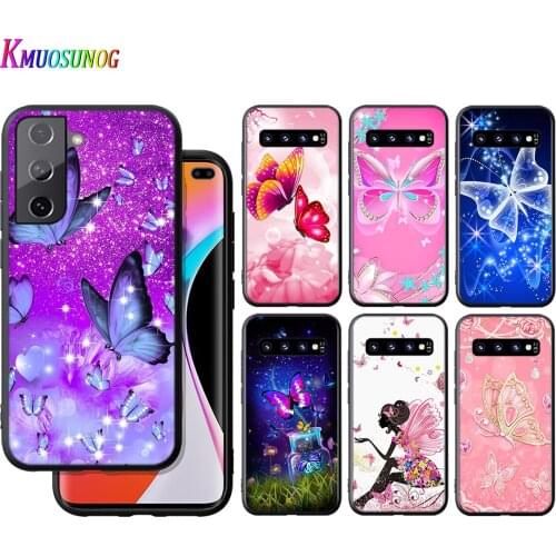 Silicone Cover Beautiful Butterfly Shining For Samsung Galaxy S21 S20 FE Ultra S10 S10e Lite S9 S8 S7 Edge Plus Phone Case