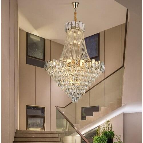 Modern Large Loft Chandelier High Quality Gold Hanging Lamp For Living Room Bedroom Staircase Crystal LED Chandeliers