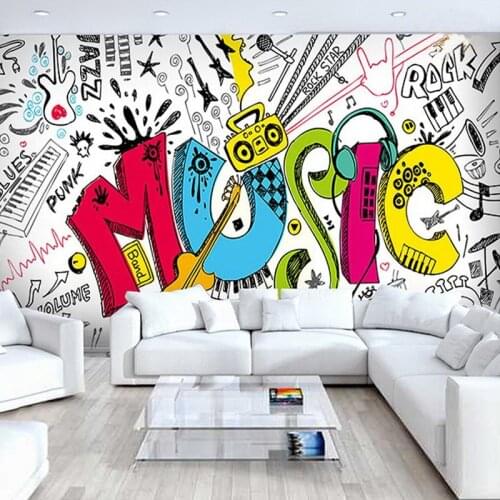 Modern Creative Music Theme Photo Wallpaper 3D Graffiti Wall Mural Living Room KTV Kids Bedroom Backdrop Wall Cloth 3D Art Decor