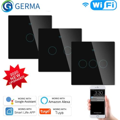 NEW Upgraded WiFi Smart RF433 Touch Switch 2/3 Way Smart Life/Tuya App Control,Alexa Google Home Voice Control 1/2/3 Gang Black