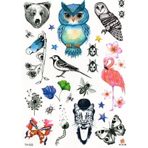 Bird Cat Waterproof Temporary Tattoo Stickers for Adults Kids Body Art Fake Tatoo for Women Men