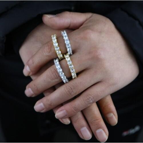 High Quality Bling Clear Cubic Zirconia Wedding Engagement Band Full CZ Eternity Band Iced Out Stacking Finger Ring For Men Boy