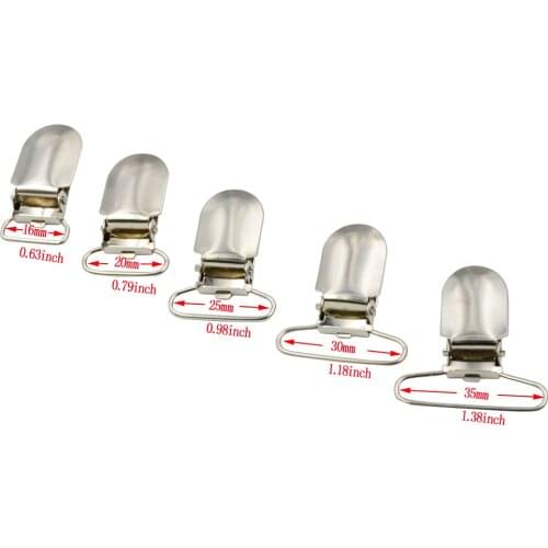 5pcs Pacifier Clip and Suspender Clips Lead Metal Baby Holder Soother hook 15mm 20mm 25mm 30mm 35mm for Jacket Clothes Acces