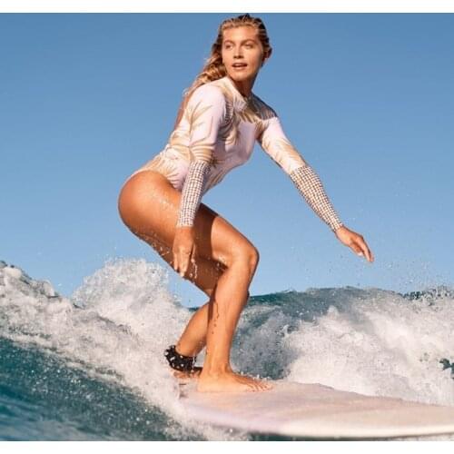 Bikini 2021 New Surfing Swimsuit Sun protection Women Long Sleeve One Piece Bodysuit Leaves Print Sexy Summer Push Up Swimwear