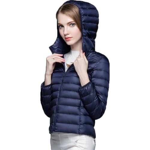 Winter Women Down Jacket Ultra Light Whie Duck Down Coat Women Hooded Jackets Ladies Warm Coat Parka Female Solid Outwear Jacket