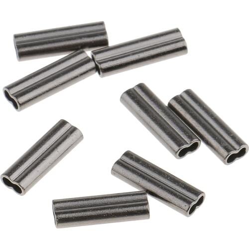 100pcs/lot Double Micro Crimps Fishing Line Mono Braid Wire Trace Sleeves, 2 Sizes fishing line tube accessories